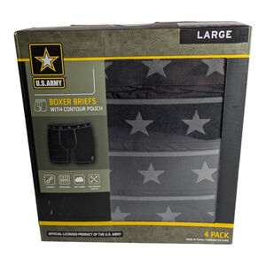 US ARMY - Boxer Briefs - with Contour Pouch - 4 Pack - Size Large - Black - NWT